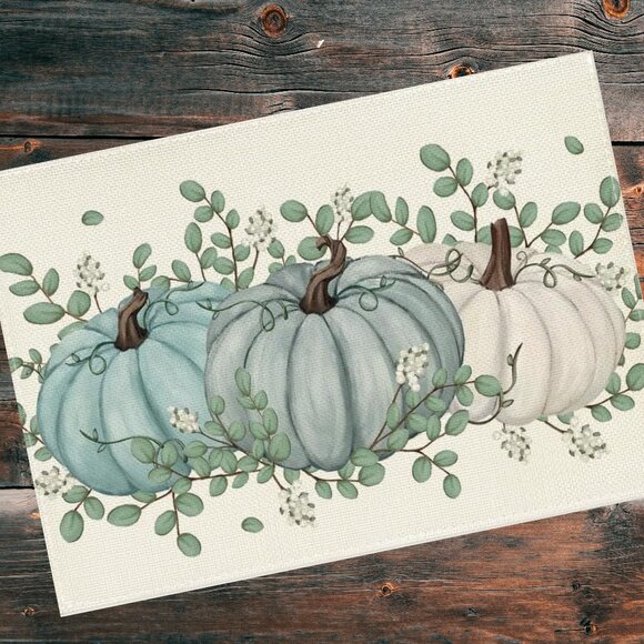 Pumpkin Placemats 8pc Fall Table Decor Thanksgiving Halloween Dining Decorations - Picture 2 of 3